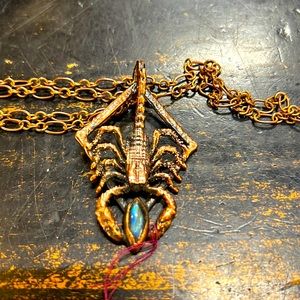 Copper Plated Scorpion with Marquis Blue Labradorite Stone